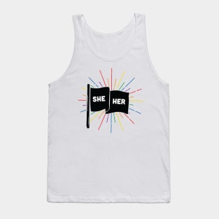 She/Her Pronouns Retro Flag Tank Top